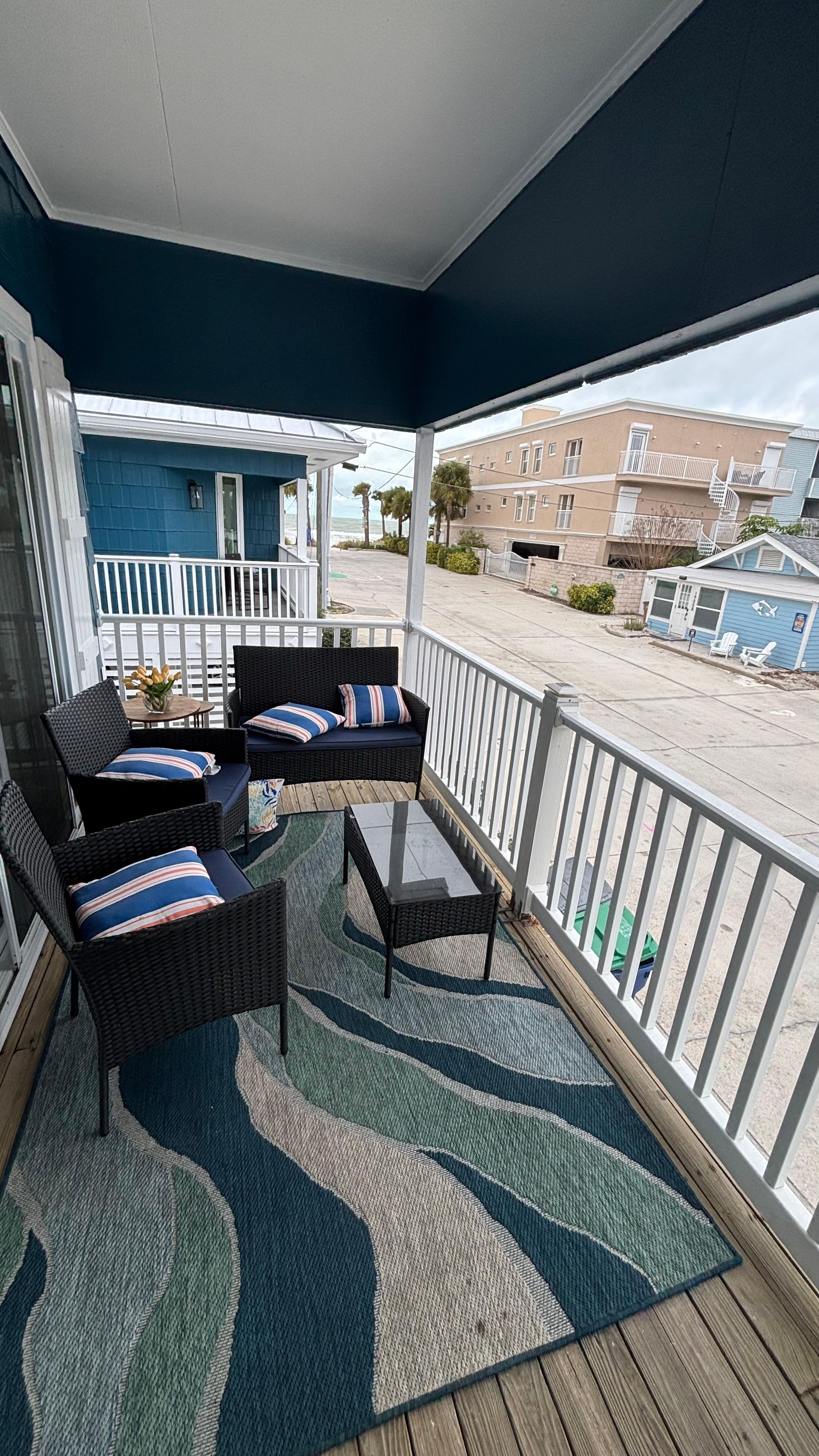 Literally steps from the beach. All beach chairs, umbrellas and towels provided