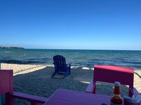 View of the beach from cabana porch
