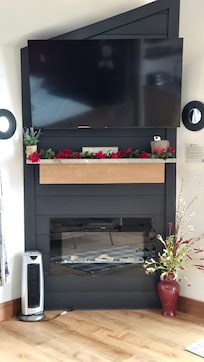Electric fireplace has a heat option