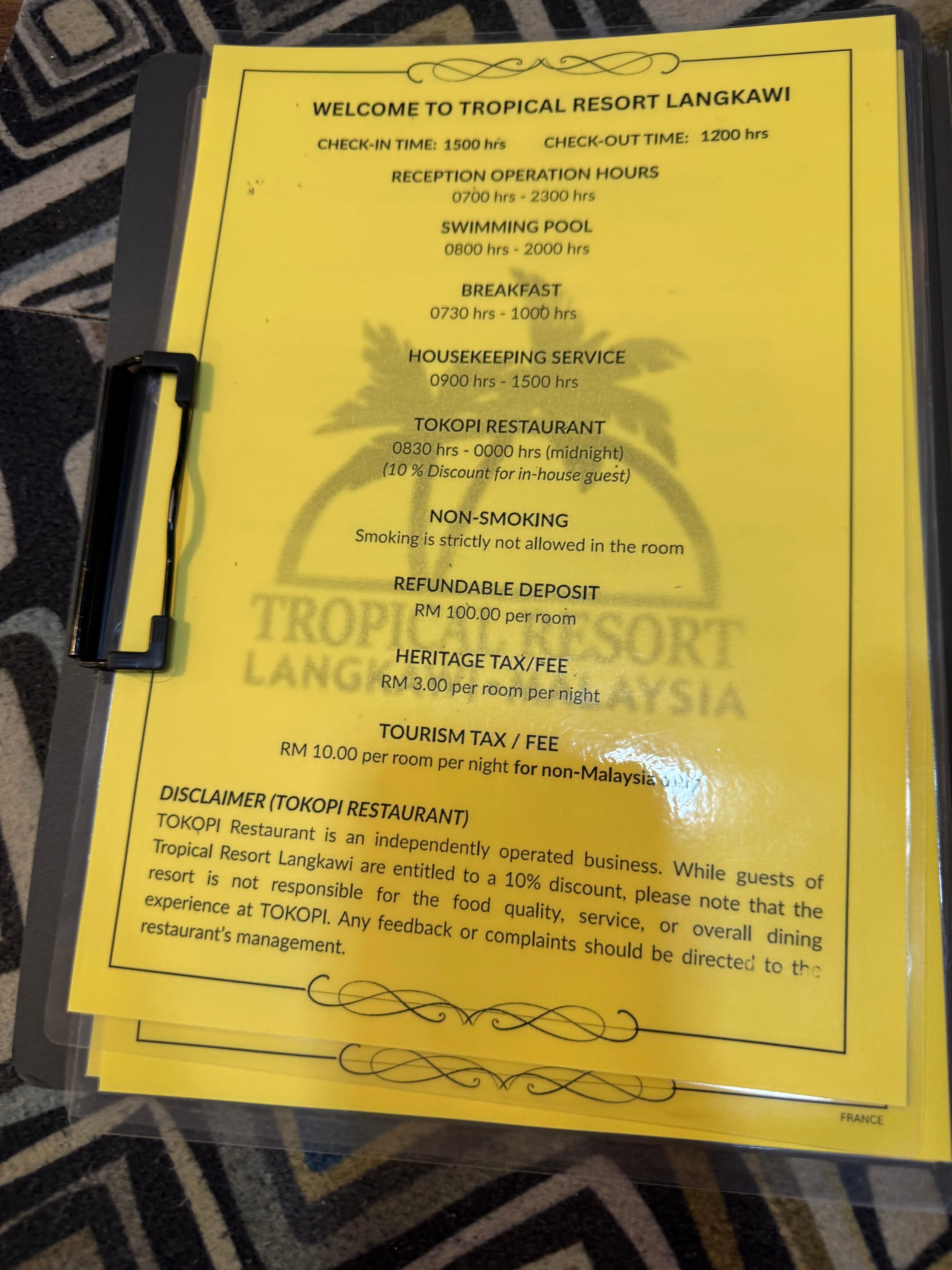 Hotel rules must read 