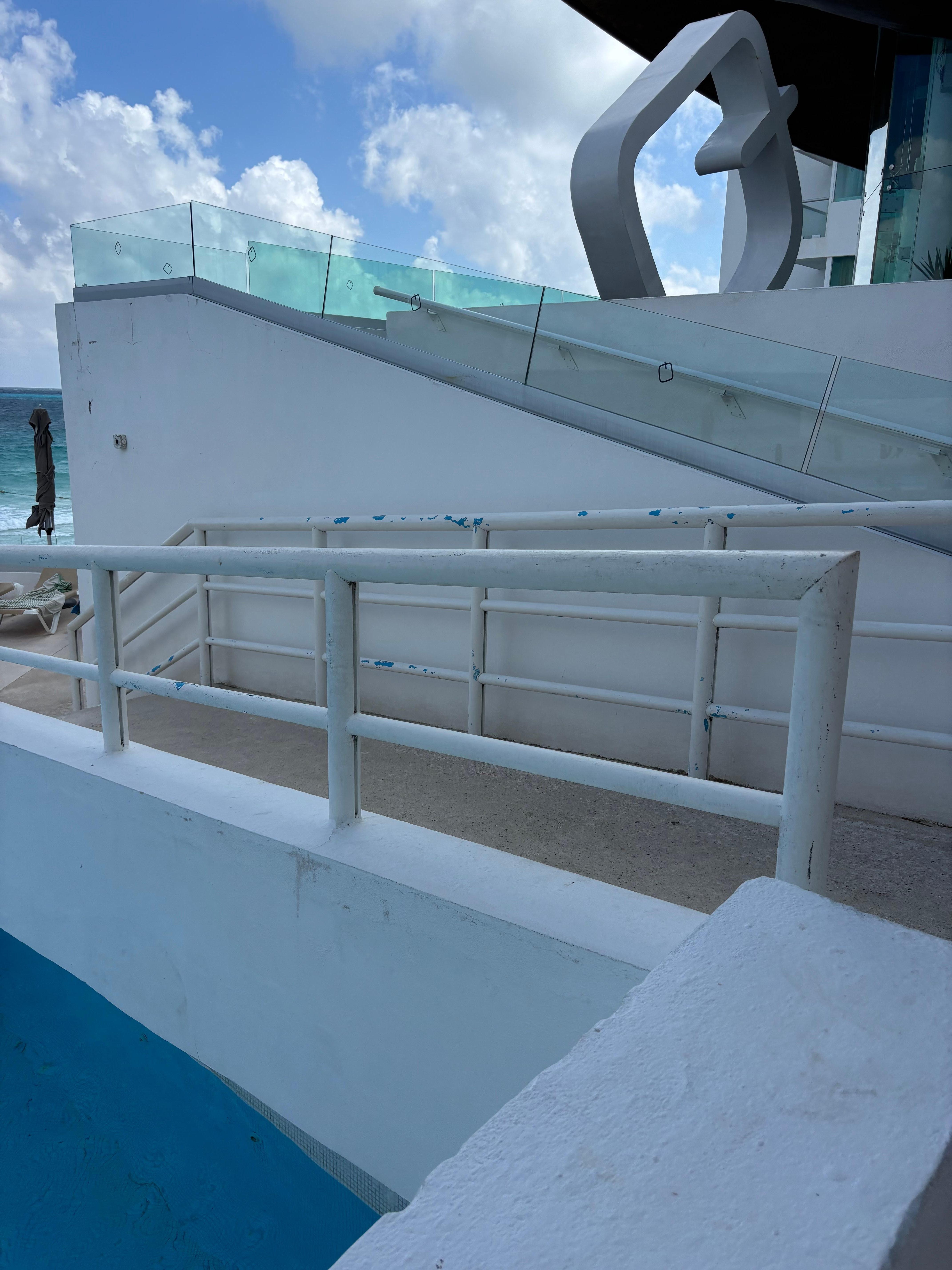 Paint peeling throughout the place. 