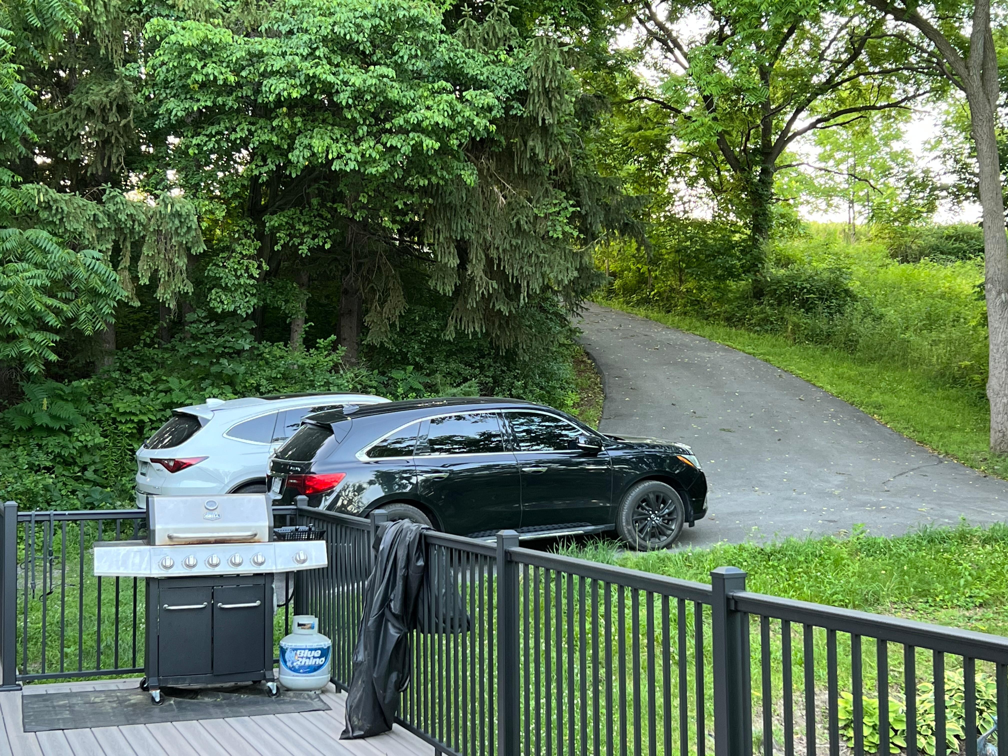 We backed in down the driveway.