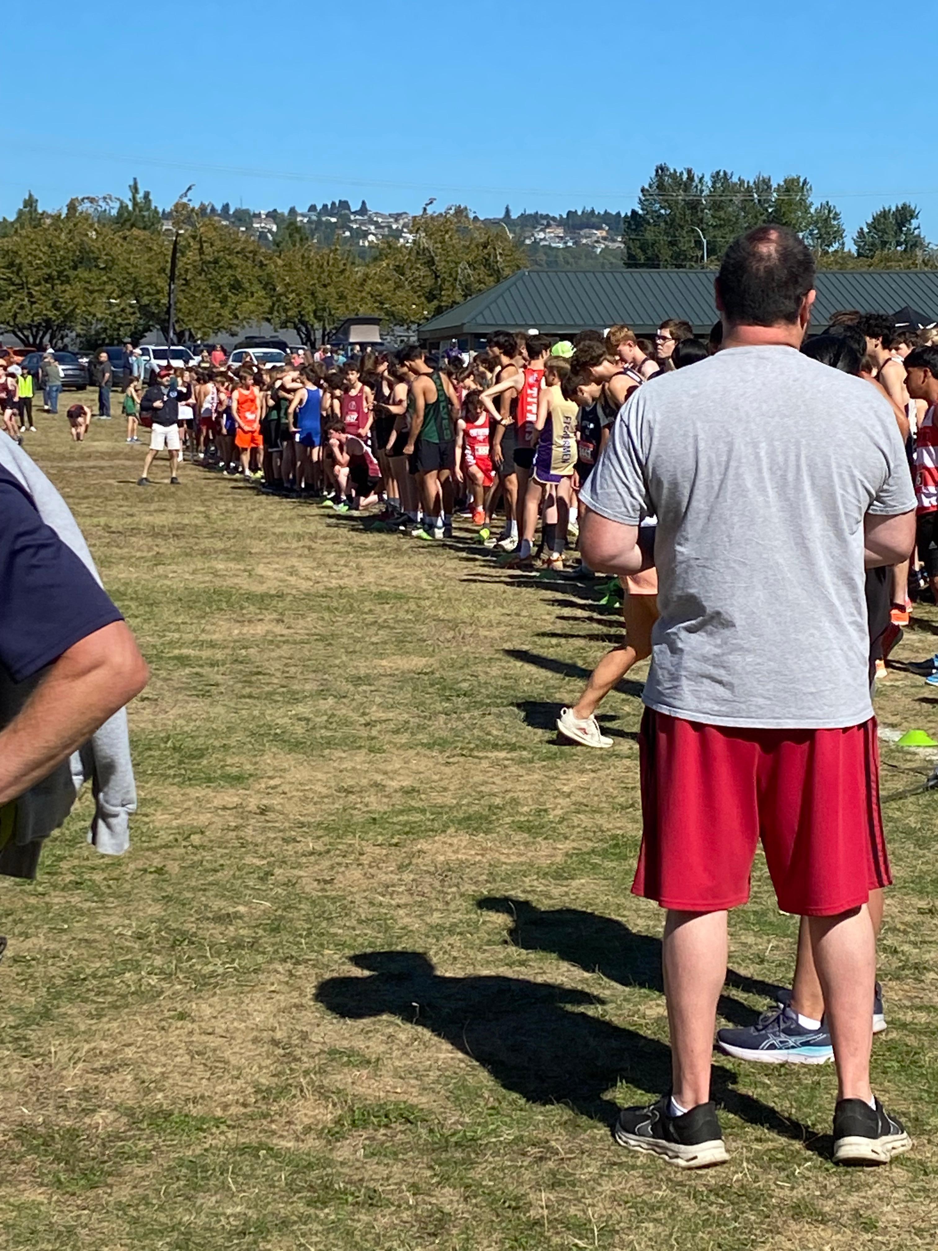 Cross country team at the starting line.