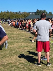 Cross country team at the starting line.