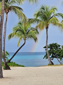 This rainbow captured sitting right on the covered patio!