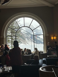 View of the lake and mountains as you eat