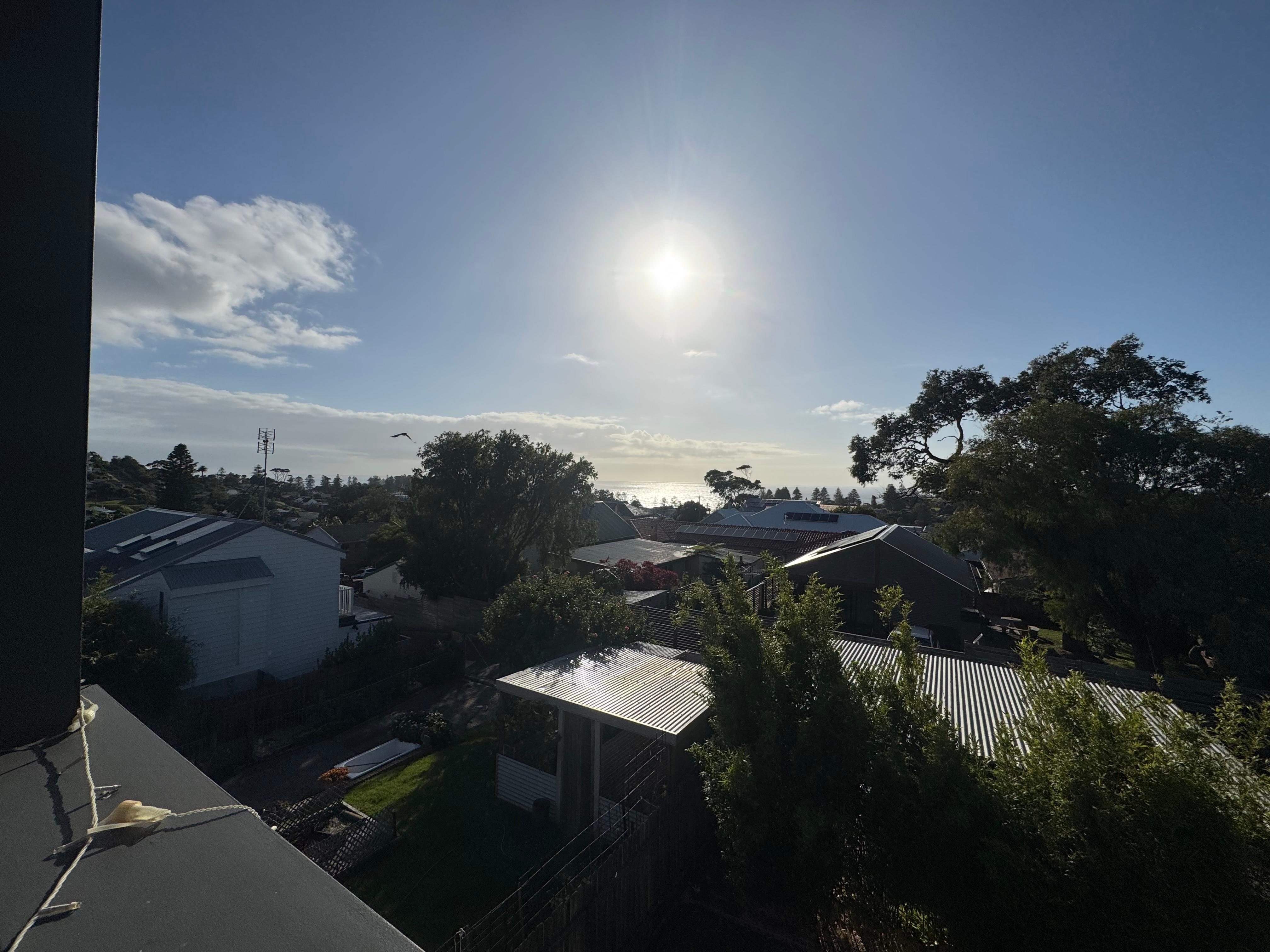 Balcony view from the kitchen, where the bbq and outside dining area is.