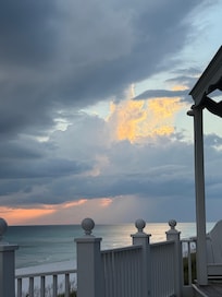 View from the beach access at sunset