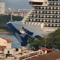 Cruise ship in the Marina from our balcony