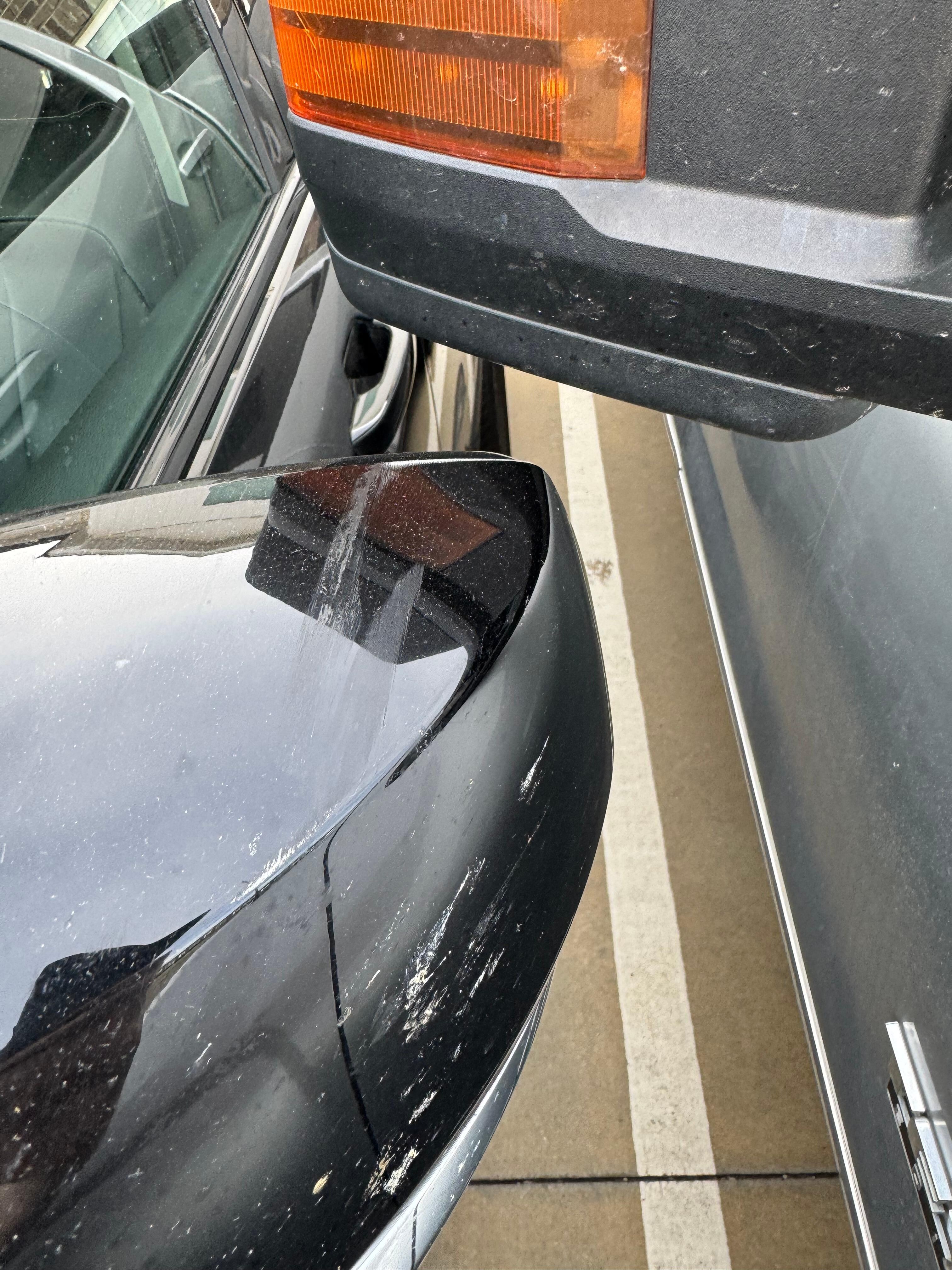 My mirror damaged after the neighbor hit it then denied it to the police. 