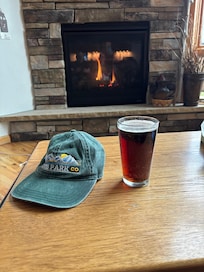 Local beer and a fire.