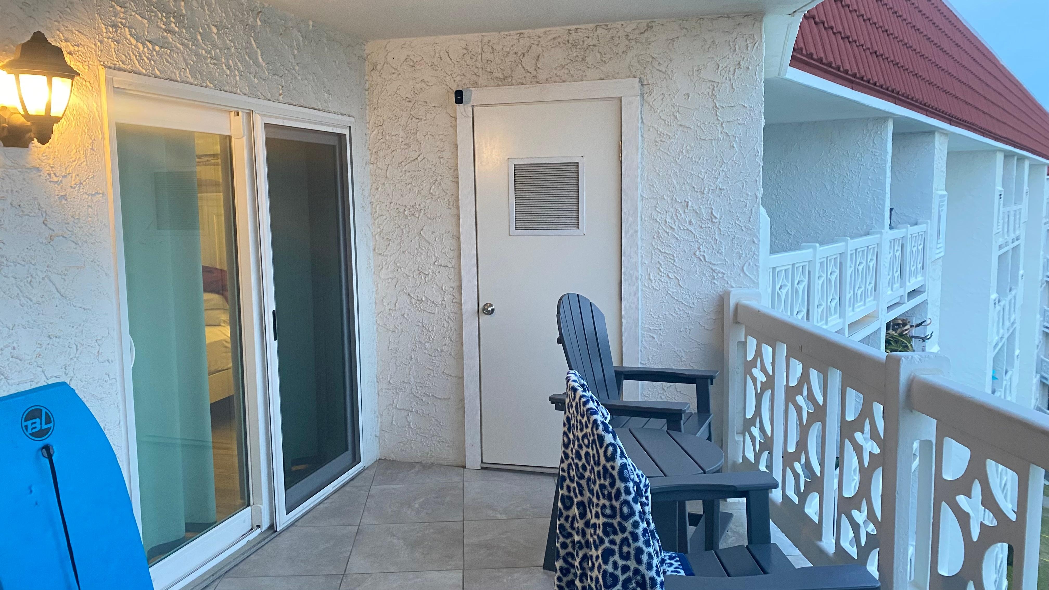 The camera is positioned in such a way that no privacy can be enjoyed on the private balcony! 