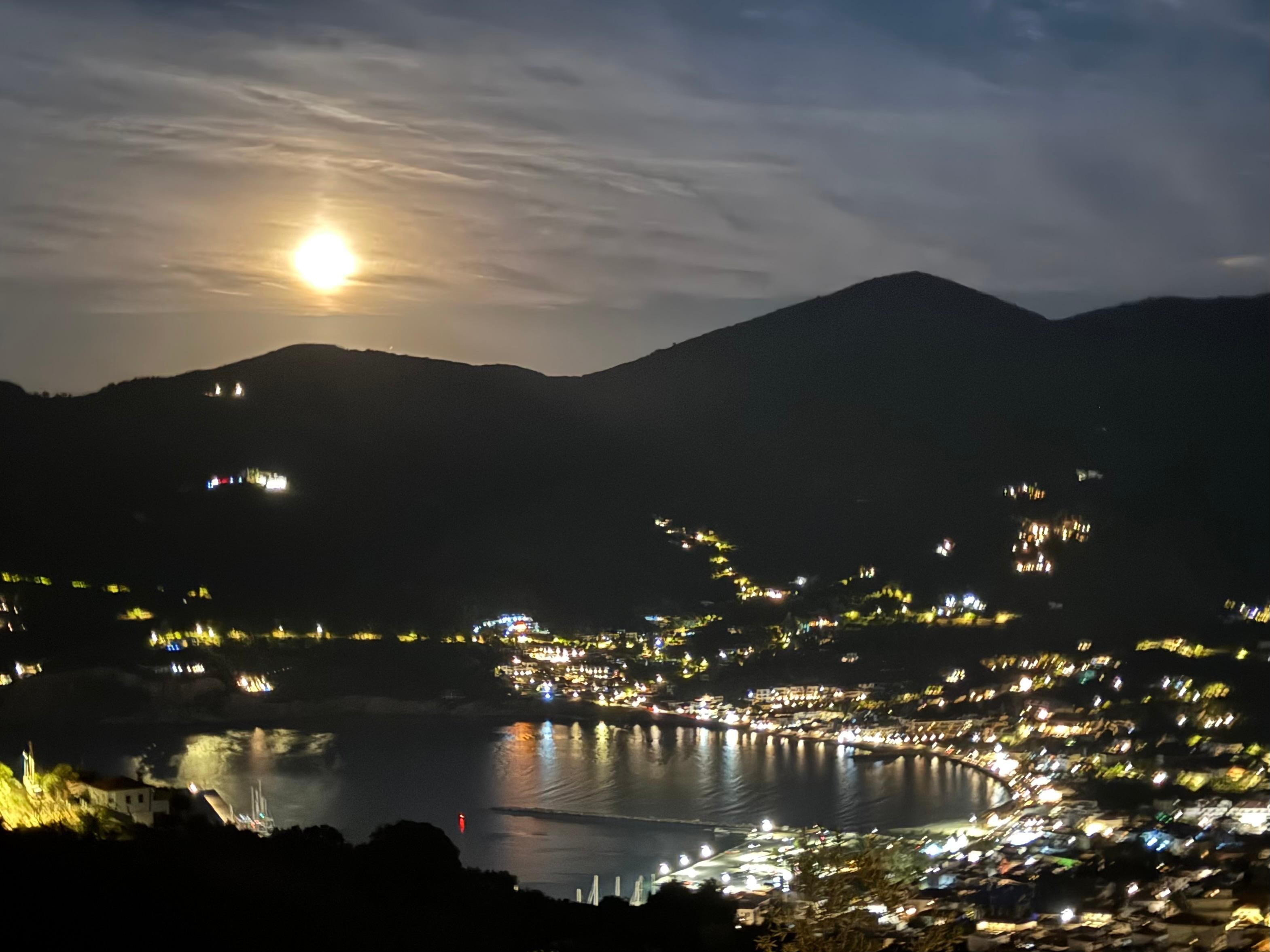 View from our outdoor table at night. 