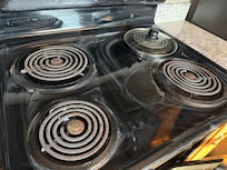 Filthy stove.