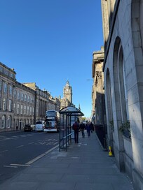 Next to a bus station for easy access. Clock tower is the hotel next to the train station, not far at all.