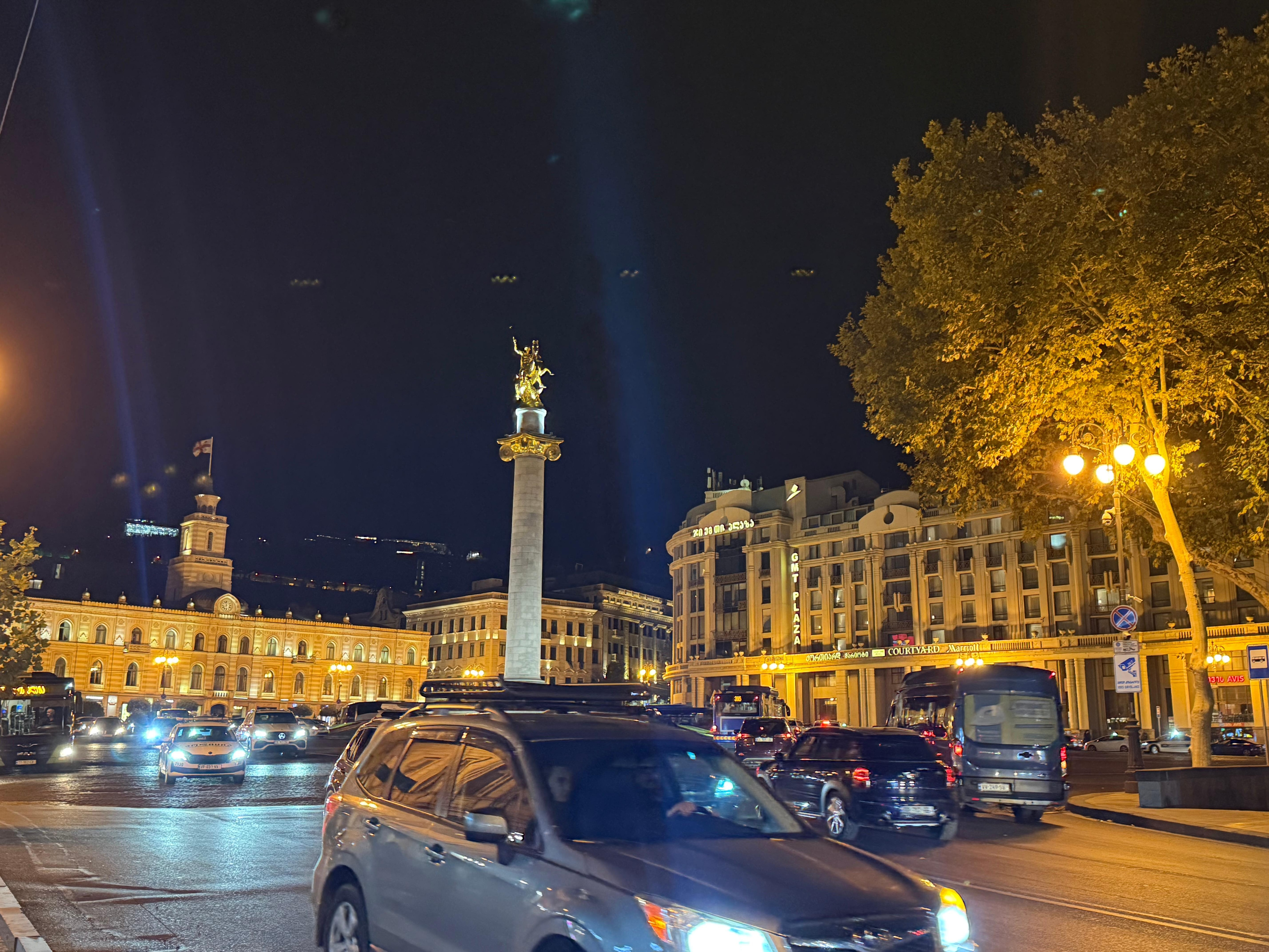 Liberty Square. The hotel entrance is the arch bottom right. 