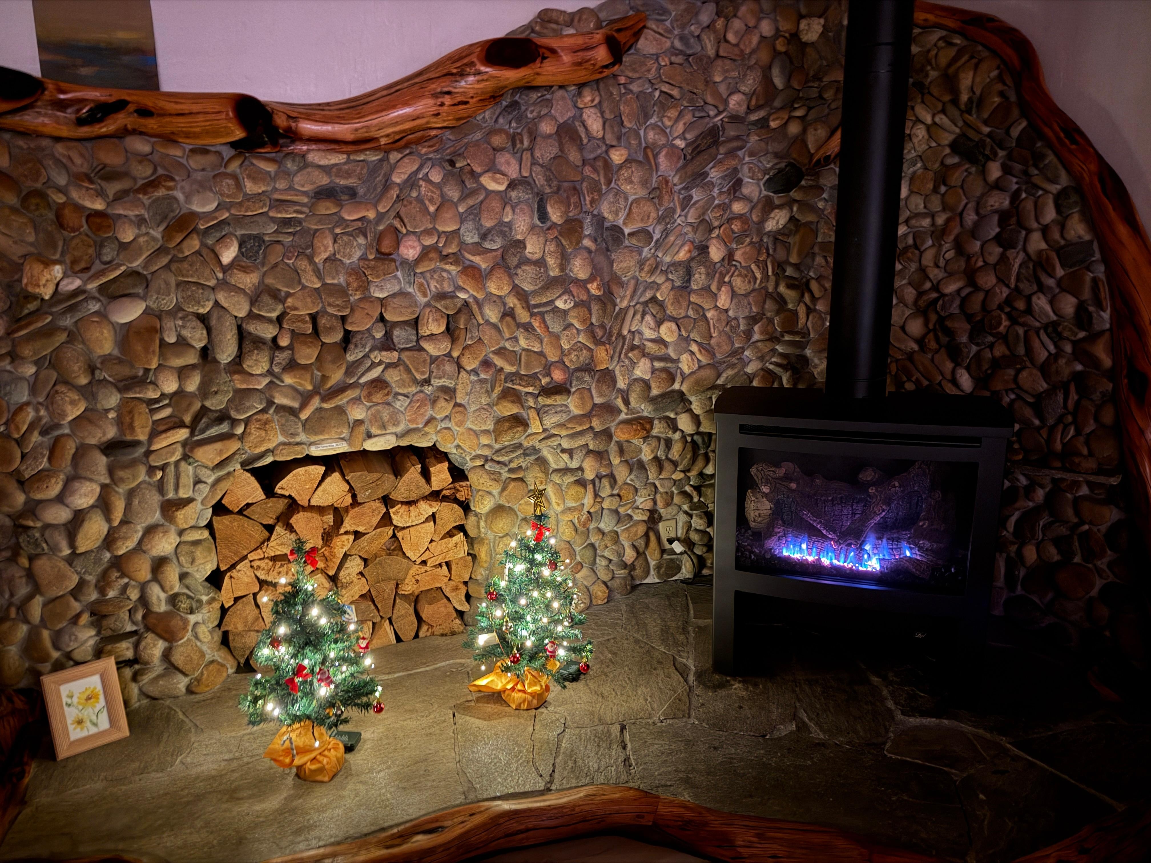 Cozy gas fireplace
