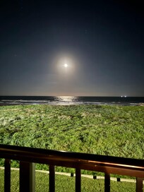The moon over the water from the balcony