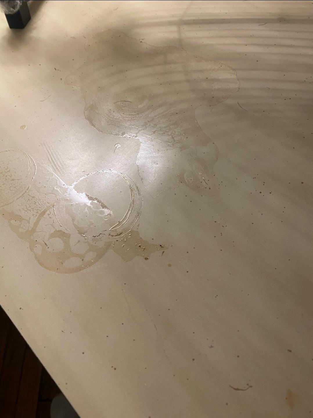 Sticky mess on bedside table