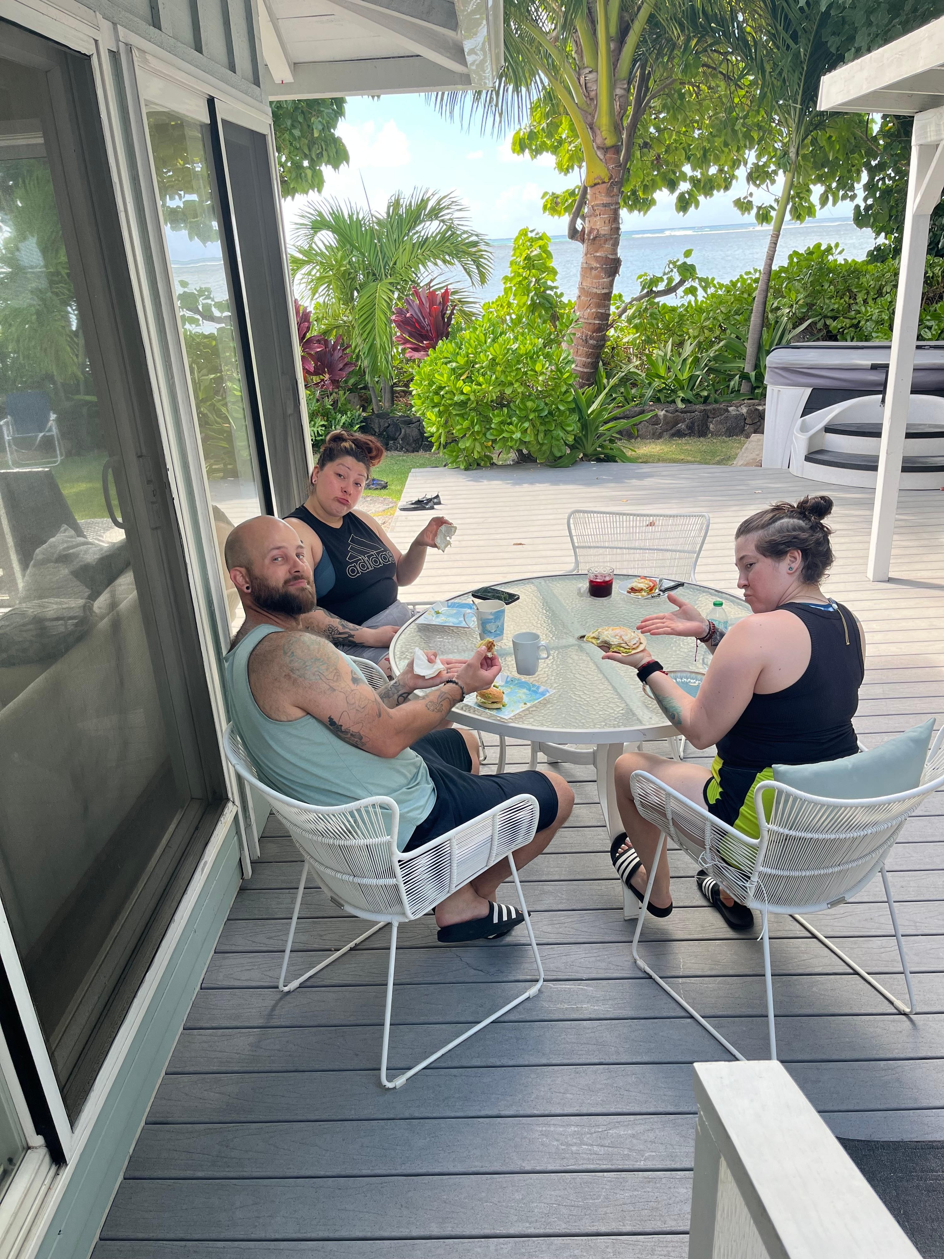 Enjoying breakfast outside