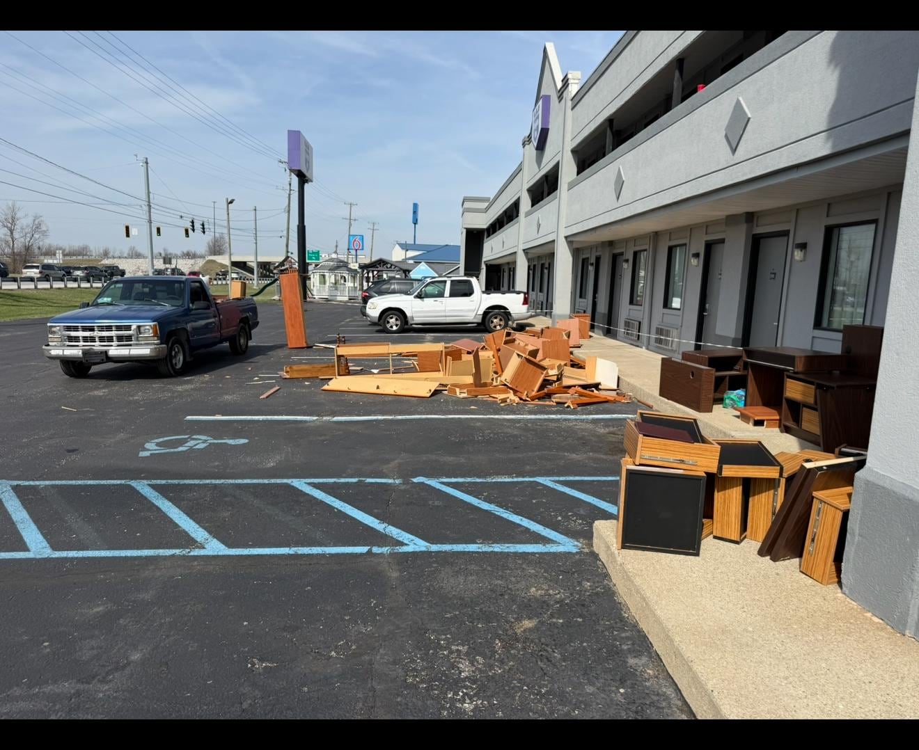 Photos of the entire building being renovated.