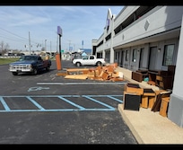 Photos of the entire building being renovated.