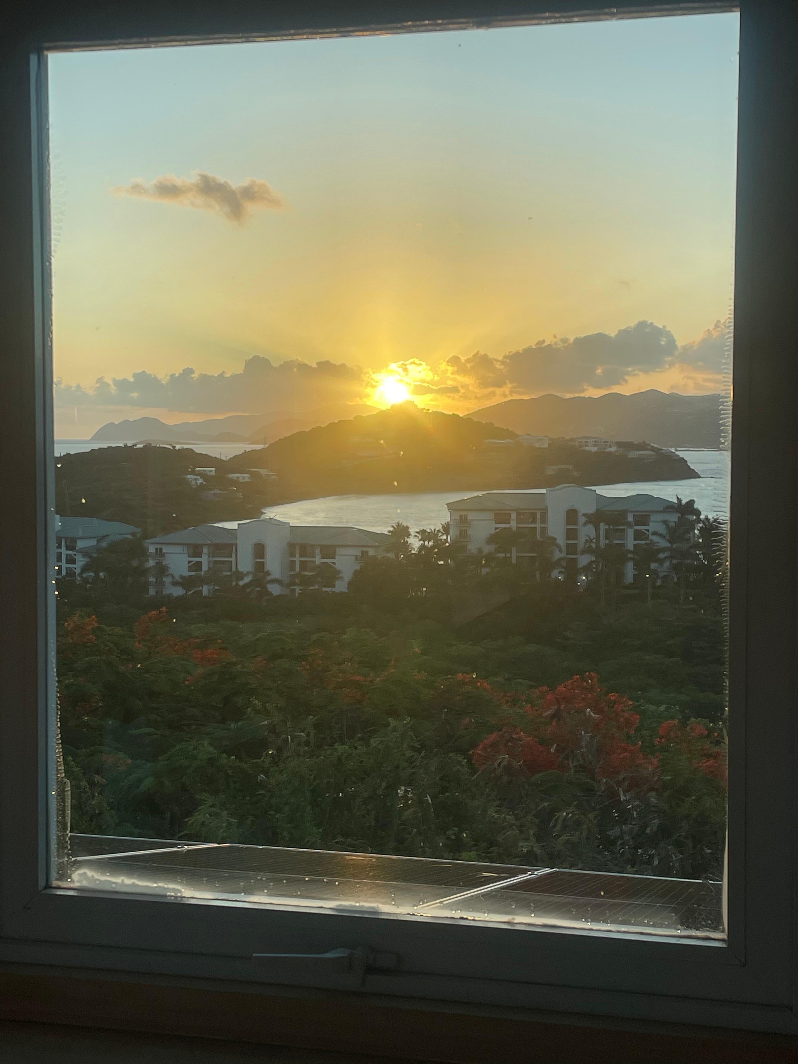 Sunrise from the upstairs bedroom. 