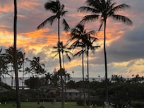 Sunset from the path to the beach