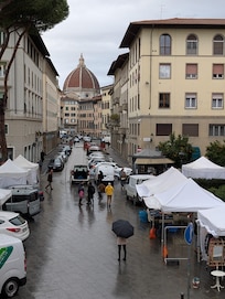 Small flea market in the piazza dei ciomi, just outside the apartment.