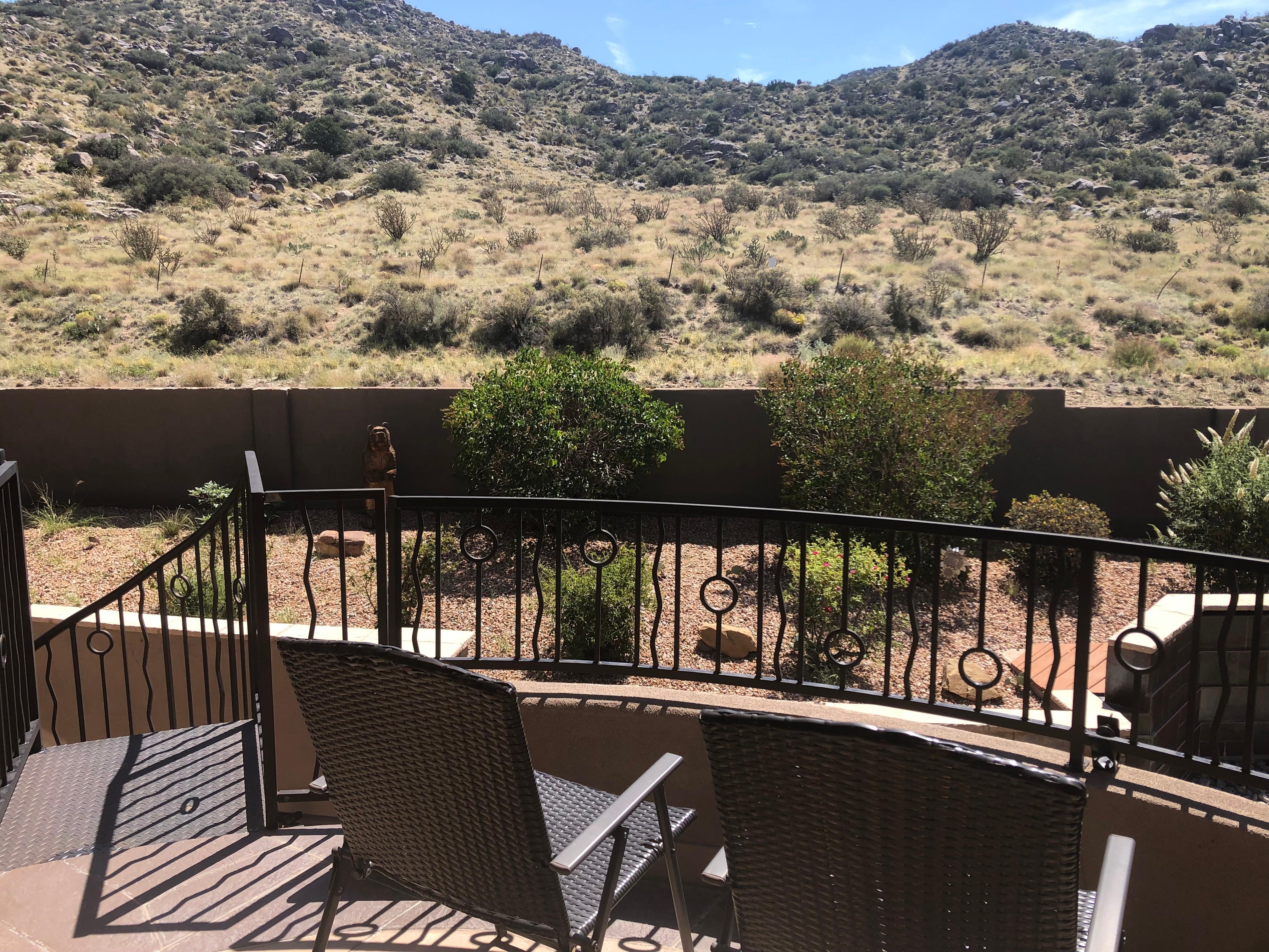 View of hiking trials  and scenery from balcony.