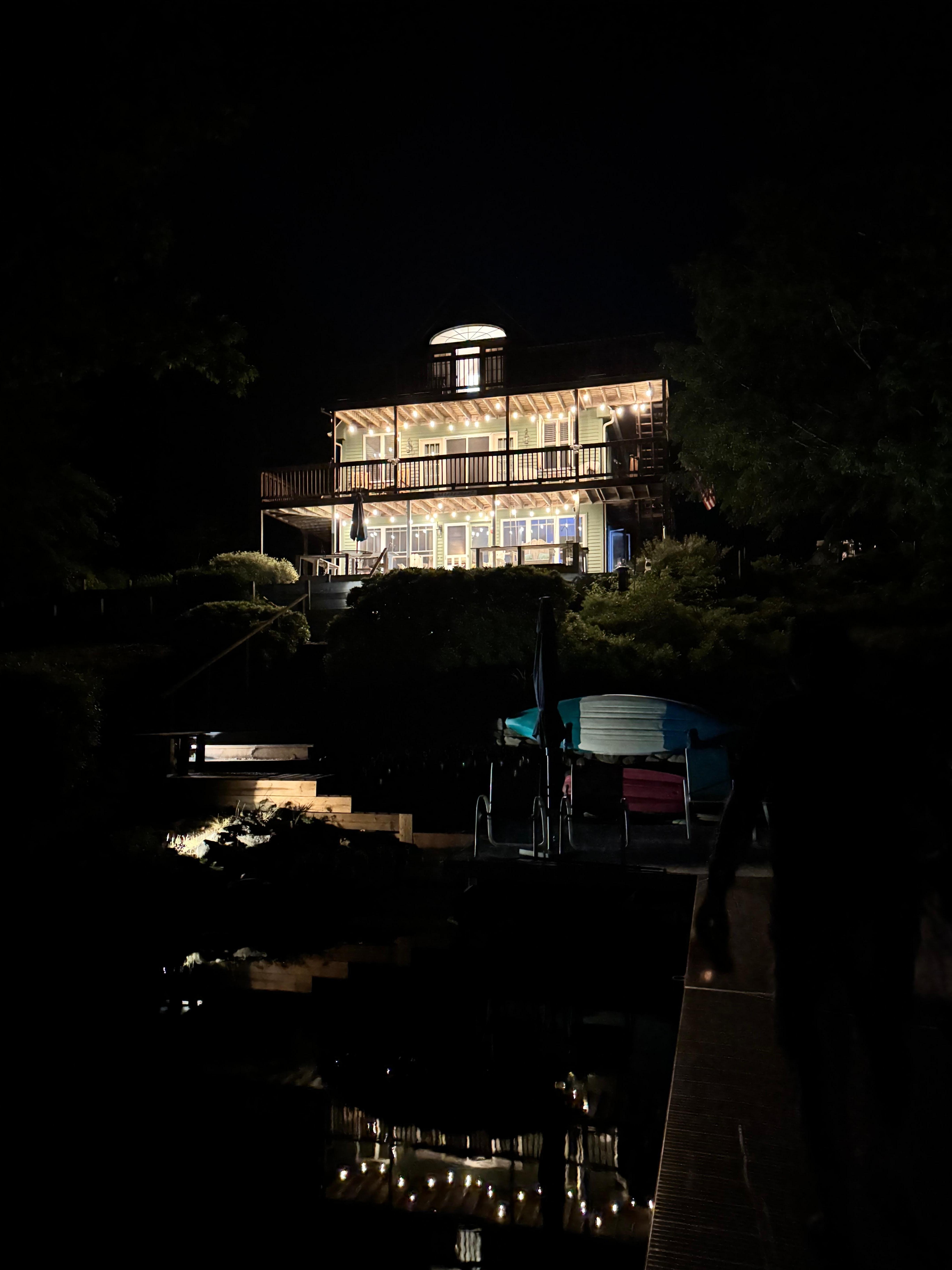 View from the dock, the exterior lights were beautiful. 