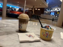 Ice cream and root beer float from the ice cream shop inside cabana bay resort. So yummy