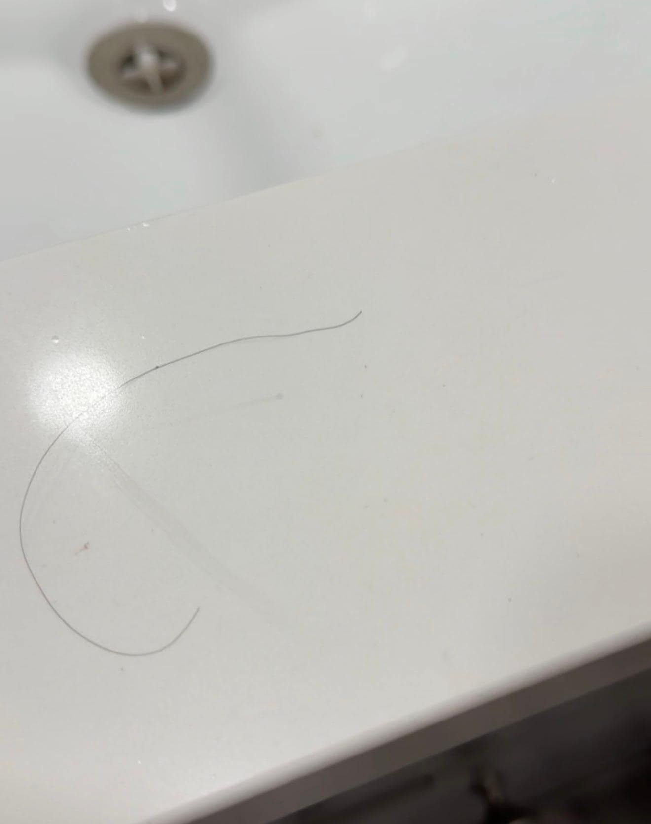 Obvious hair on the sink 
