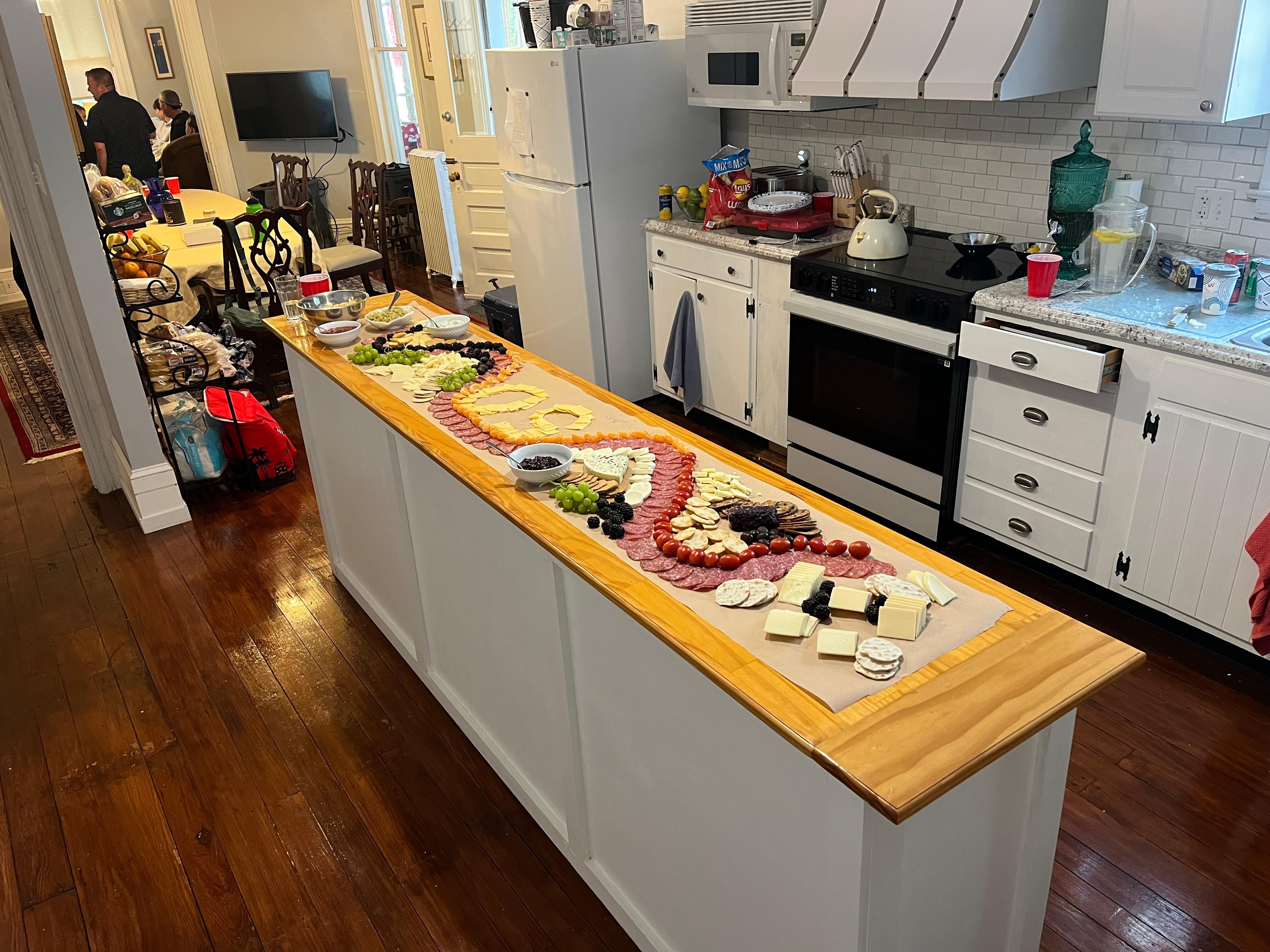 The kitchen island was perfect for our kids to create a huge charcuterie board! 