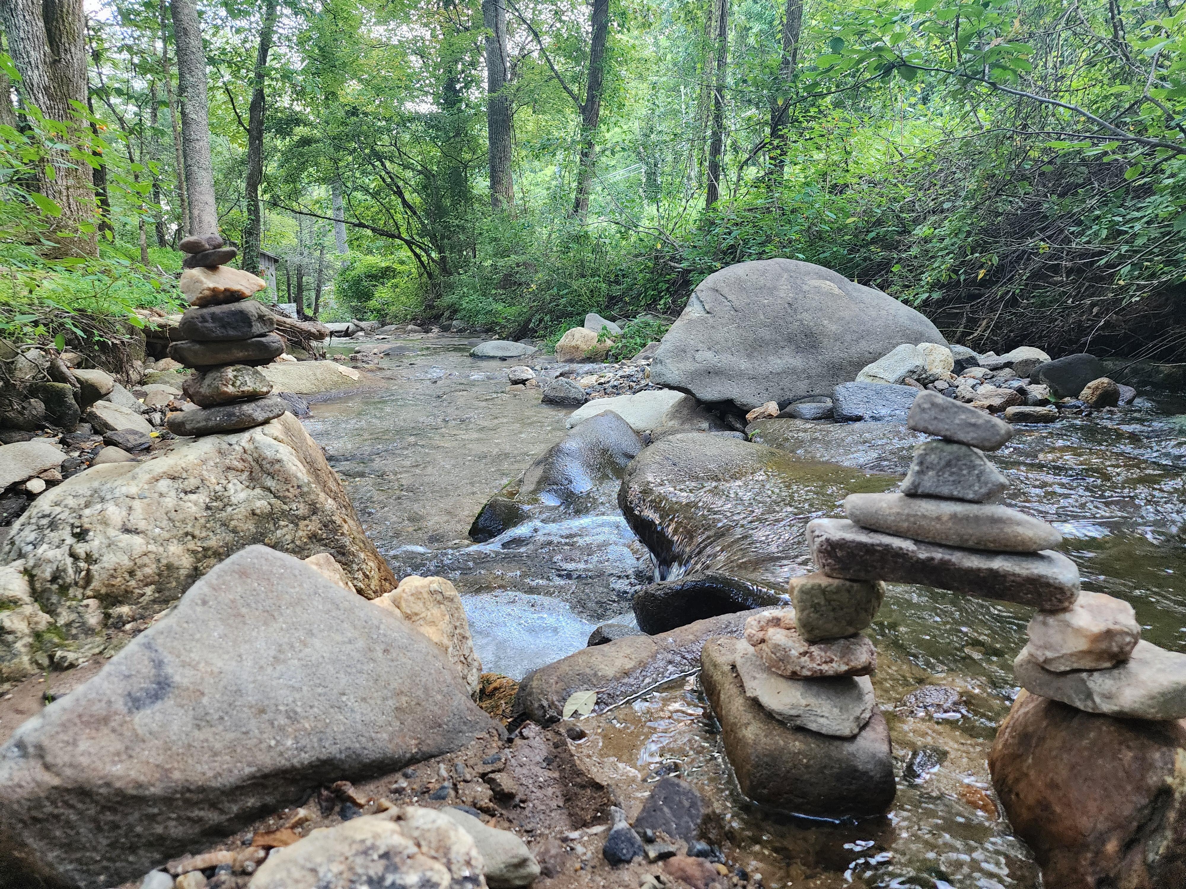 Stone balancing meditation to start our day off, my husband sat on the bench and would watch me while he drank his coffee perfect mornings