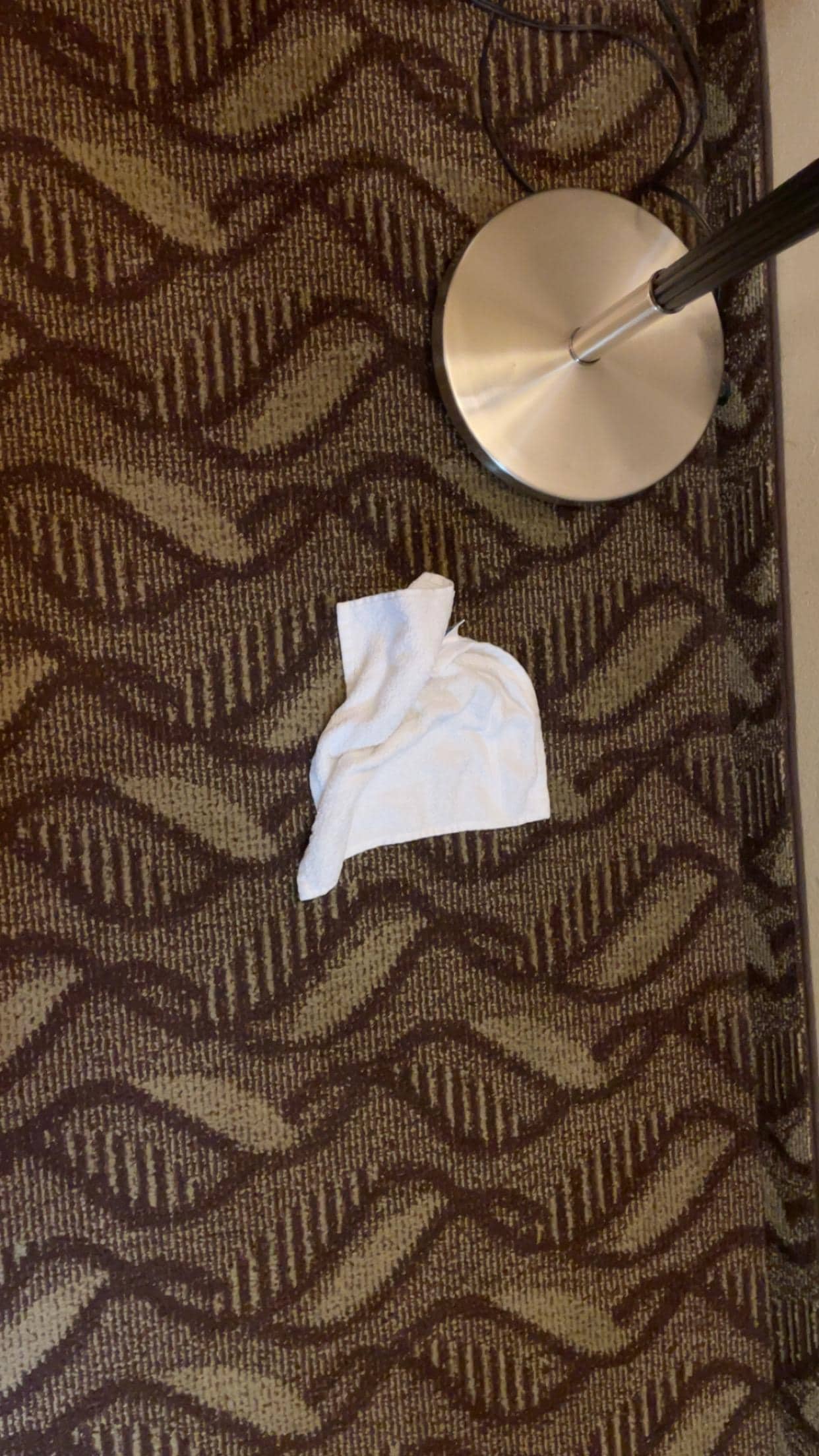 Washcloth on bedroom floor 