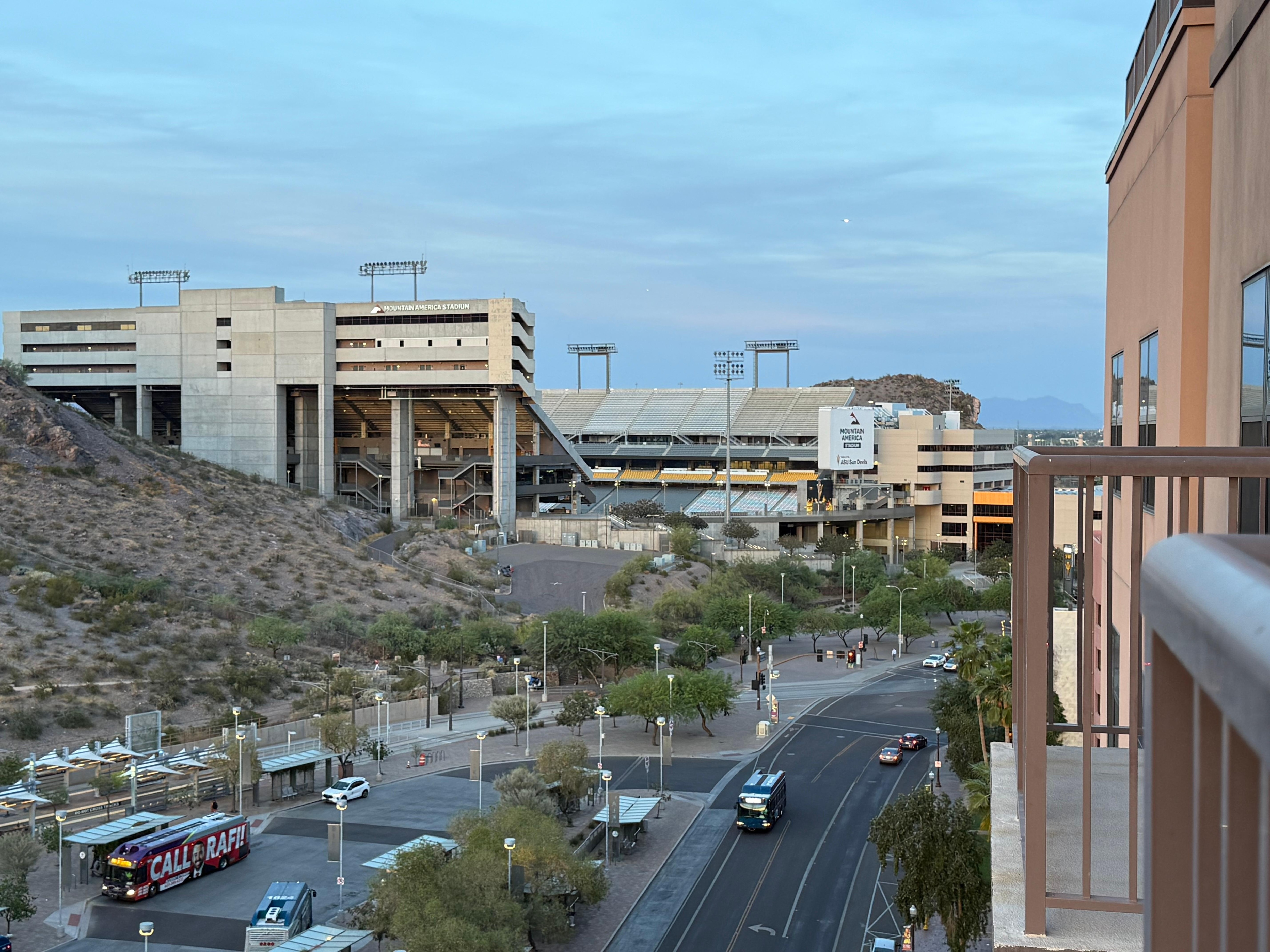Looking into ASU football stadium from room 