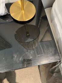 Crumbs on the bedside table