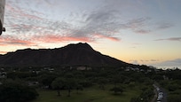Blick vom Balkon beim Sonnenaufgang