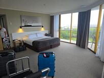 Looking across park toward ferris wheel