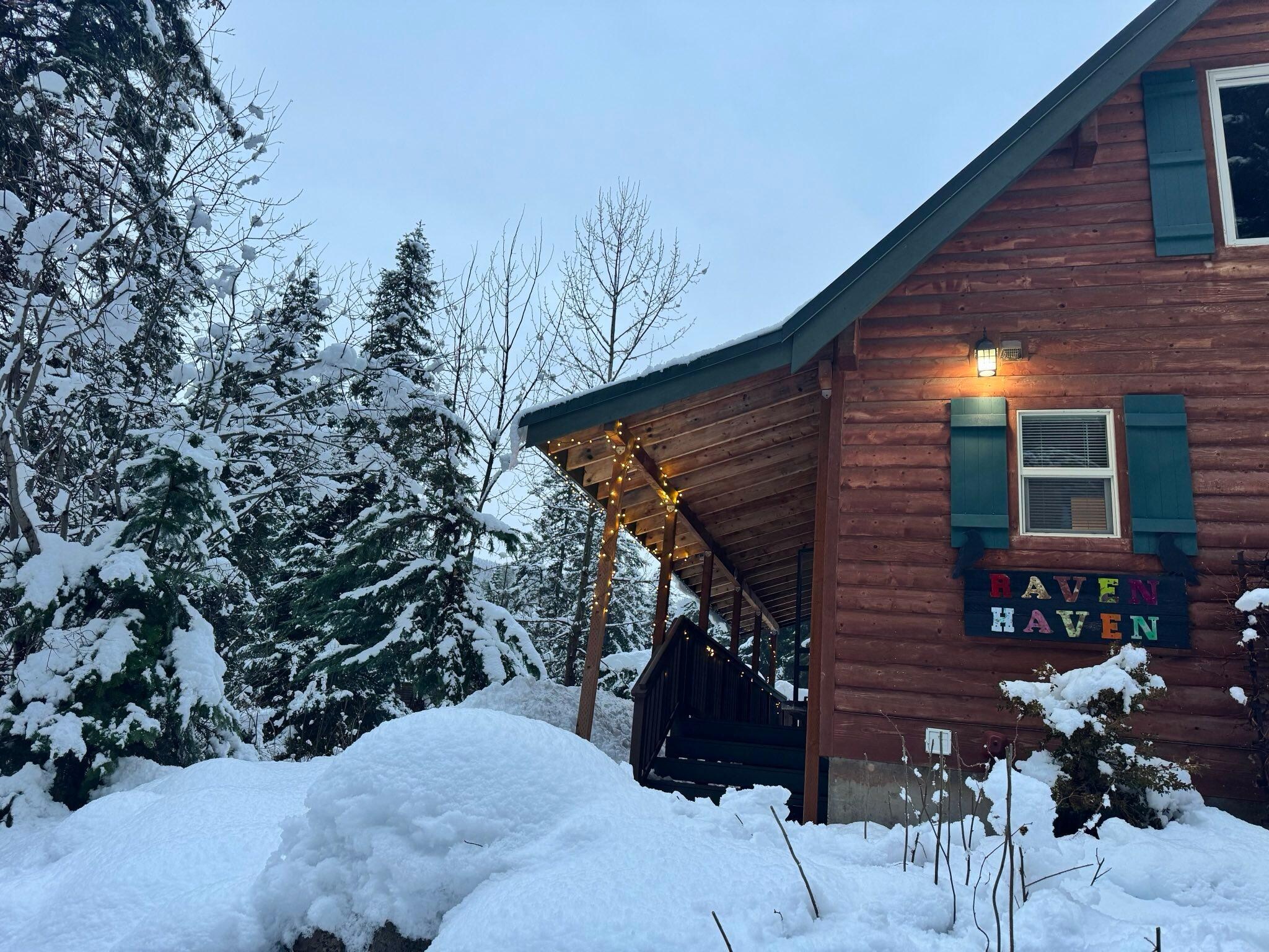 Beautiful snow covered entrance 