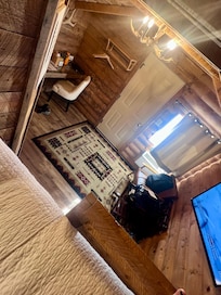 View from top bunk. Felt like I was in a lift. Excellent use of small space. Did not feel cramped at all.