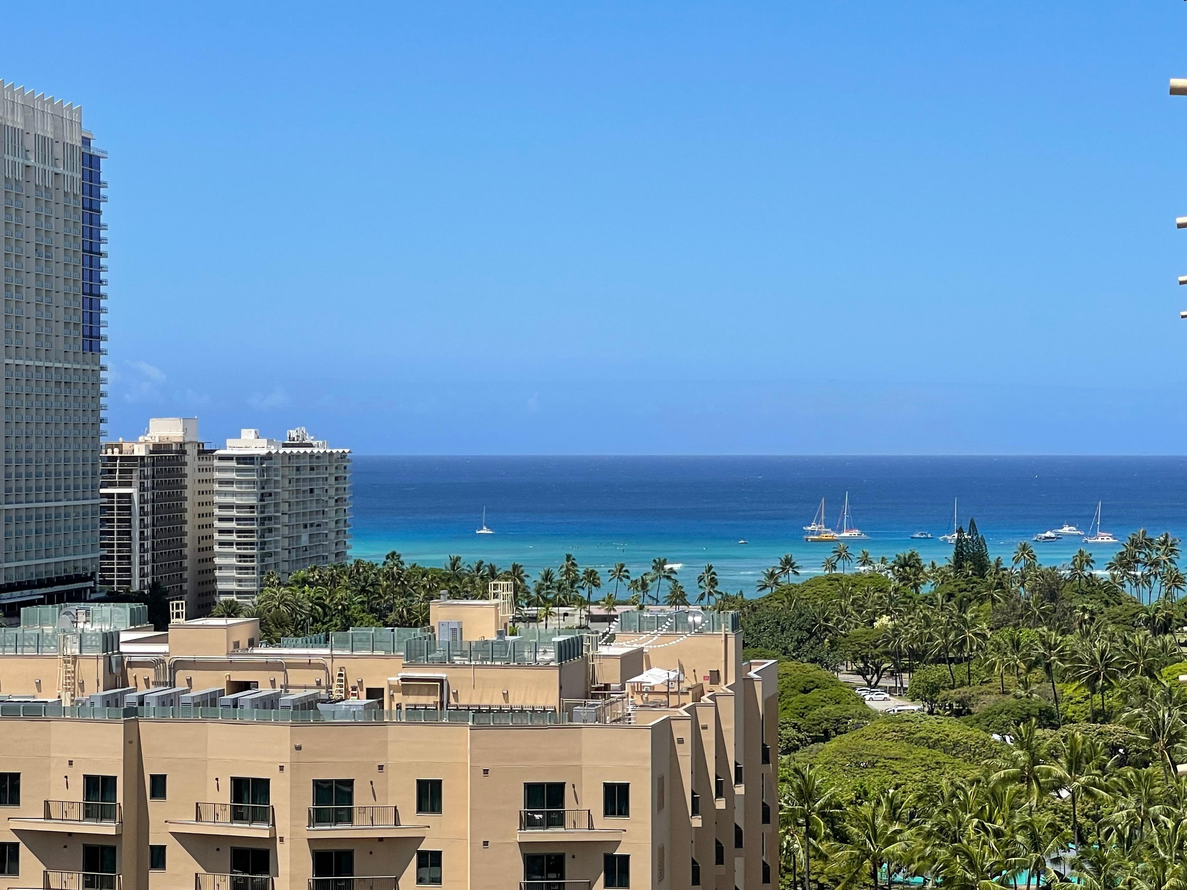 Beach view from balcony.