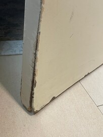 Bathroom door wouldn’t shut and it was coming apart.
So nasty.