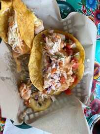Fantastic shrimp tacos at the Crazy Norwegion in Port Orford.