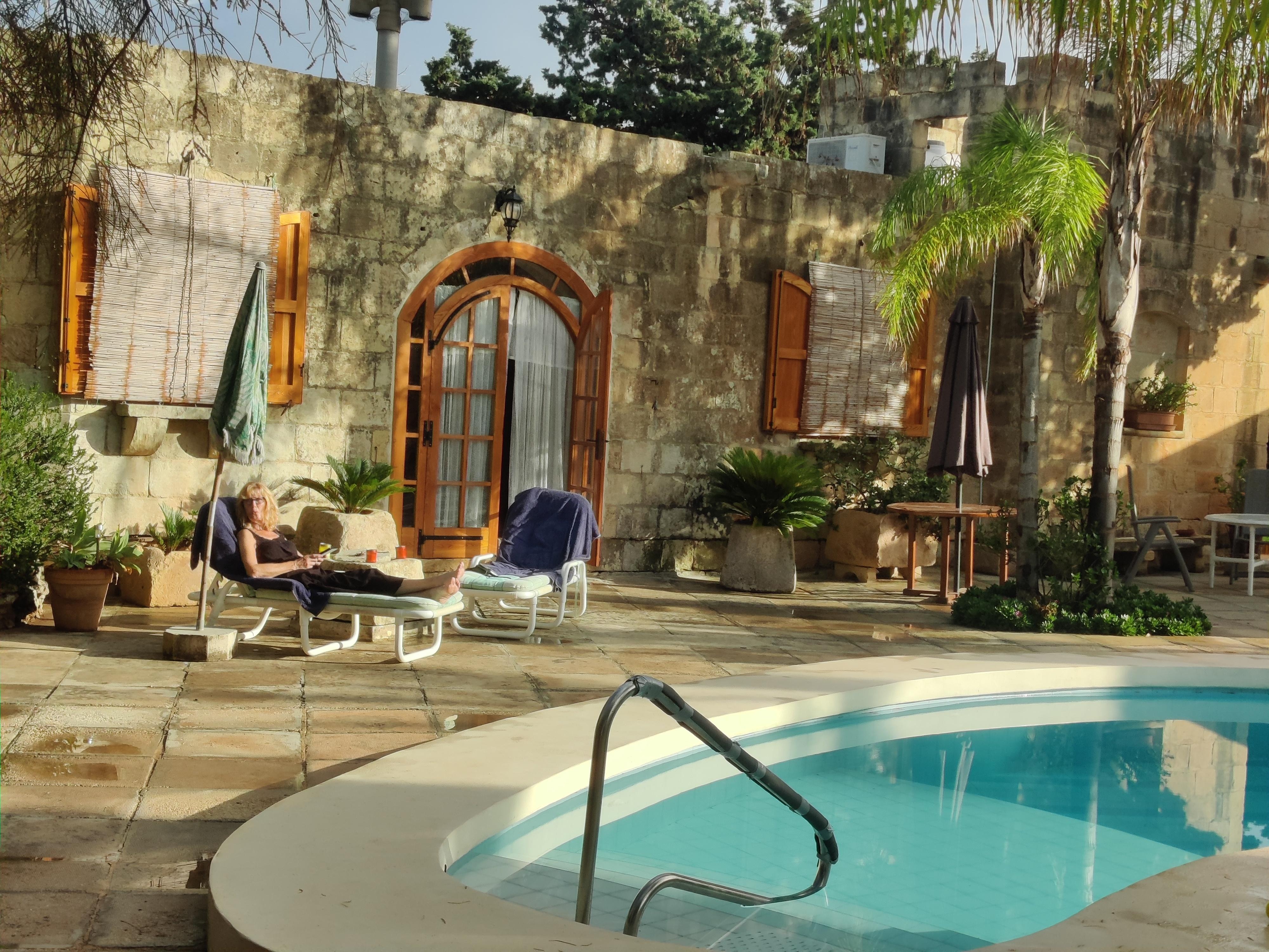 The pool and our accommodation 