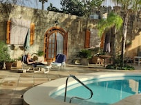 The pool and our accommodation