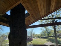 Back porch built around the existing tree