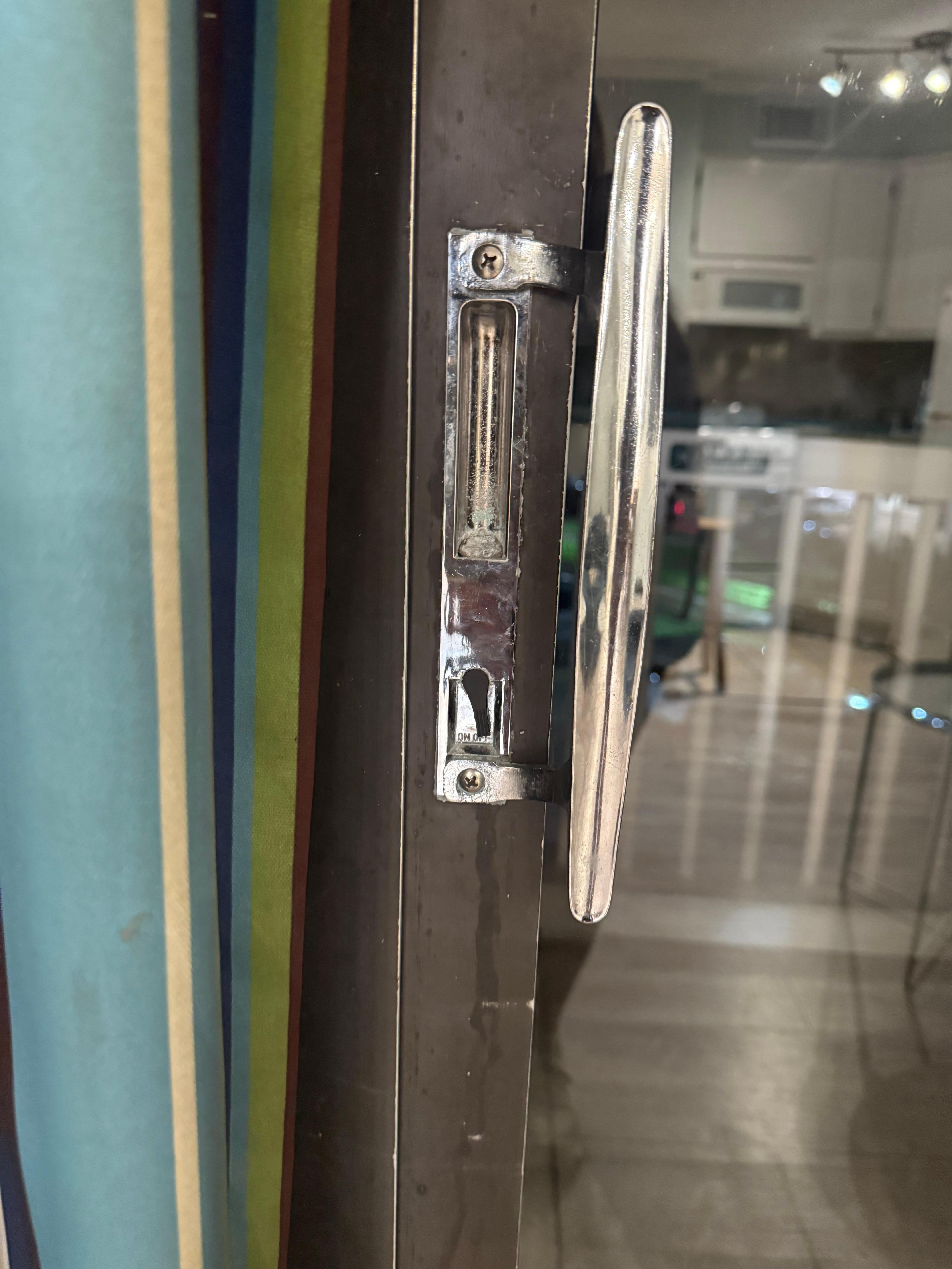 The lock on patio door doesn’t work. 