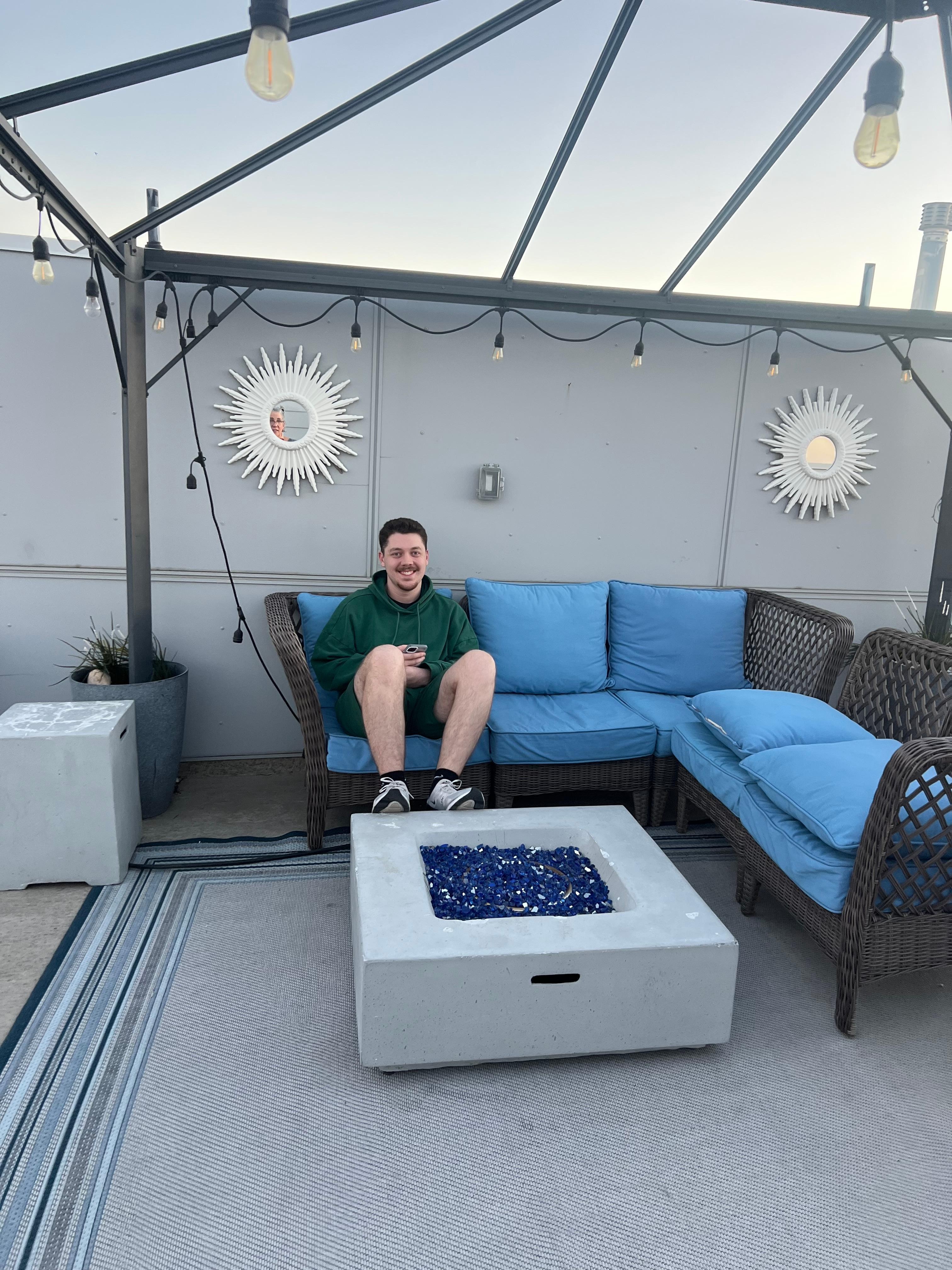 Rooftop patio fire pit area 